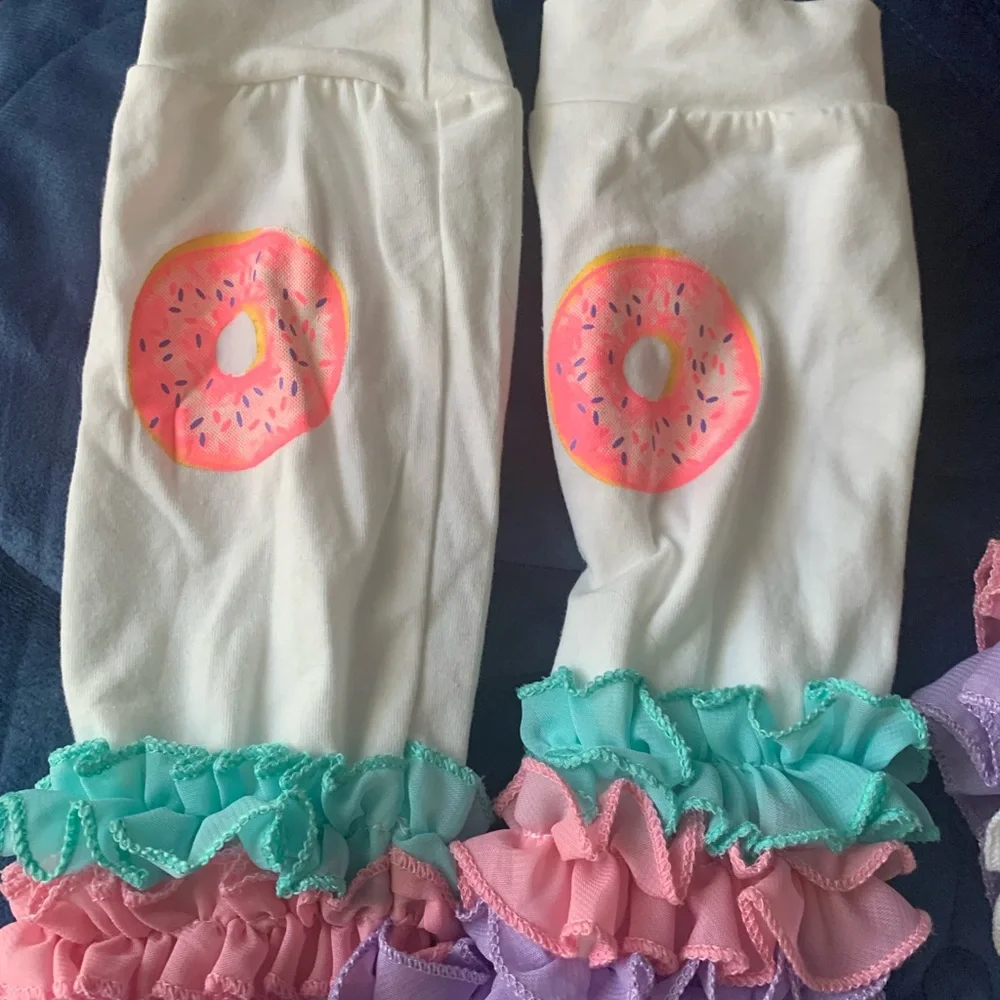 Halfway to One baby donut white ruffle outfit with leggings and sparkly crown